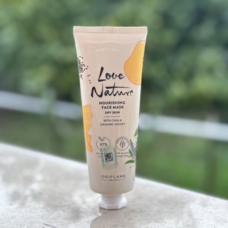 ماسک صورت مغذی اوریفلیم Love Nature با عسل ارگانیک و دانه چیا – آبرسان و تقویت‌کننده پوست خشک